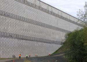 Airport tall tiered wall